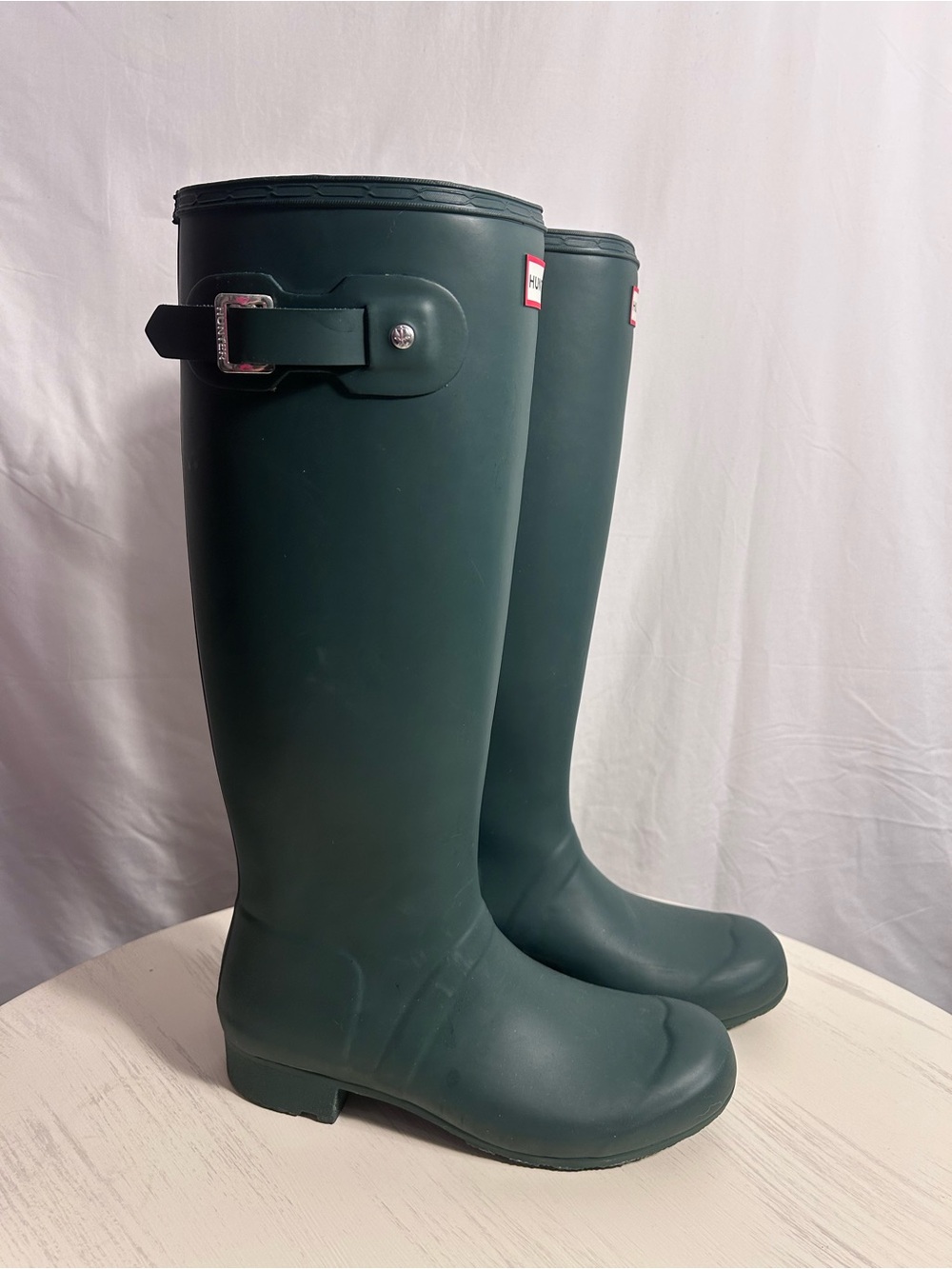 Hunter Tall Green Matte Rubber Rain Boots - Picture 2 of 5